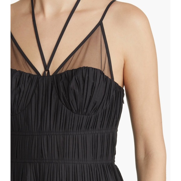 Moon River Black Bustier Midi Dress NWT Small Mesh Detail Anthropologie $160 - Picture 7 of 12